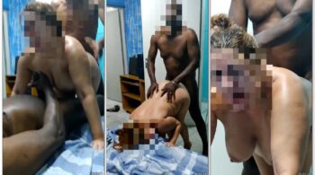 Mulher madura participando de um trio com homens bem dotados