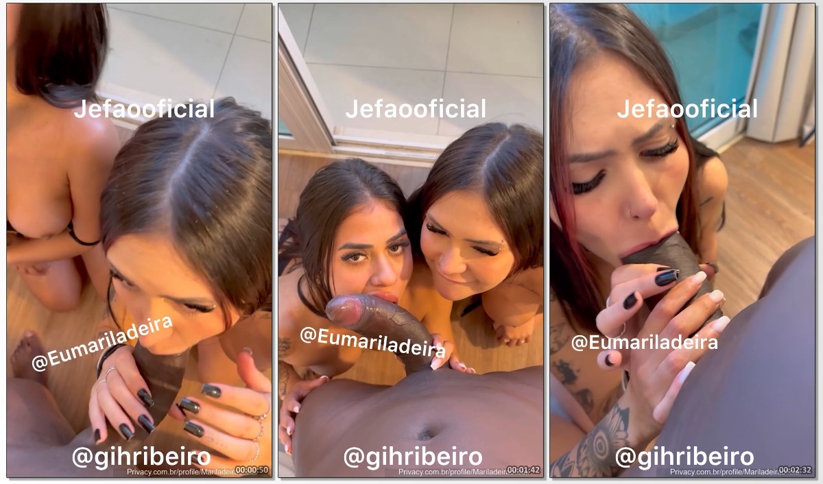 Gih Ribeiro e Mariana Ladeira fazendo oral juntas para o Jefão