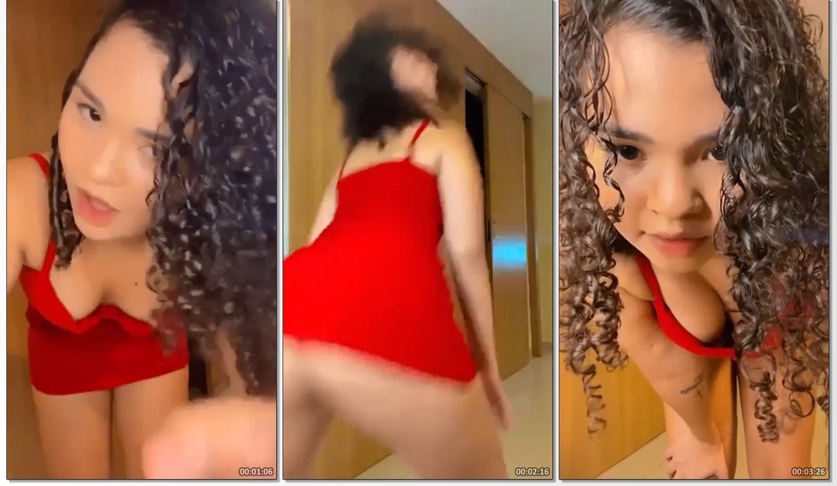 Ninfetinha dançando de forma sensual com a bunda