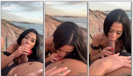 Alycia Ribeiro, a celebridade do OnlyFans, está fazendo vídeos picantes em troca de dinheiro em uma praia afastada