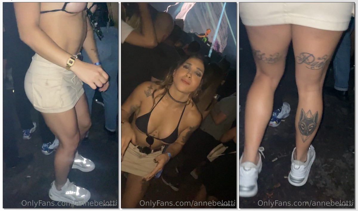 Anne Belotti, famosa do OnlyFans, exibindo os mamilos em evento noturno