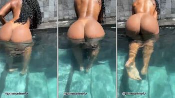 Marinara Melo, famosa do OnlyFans, sendo flagrada em um momento de relax na piscina sem roupa