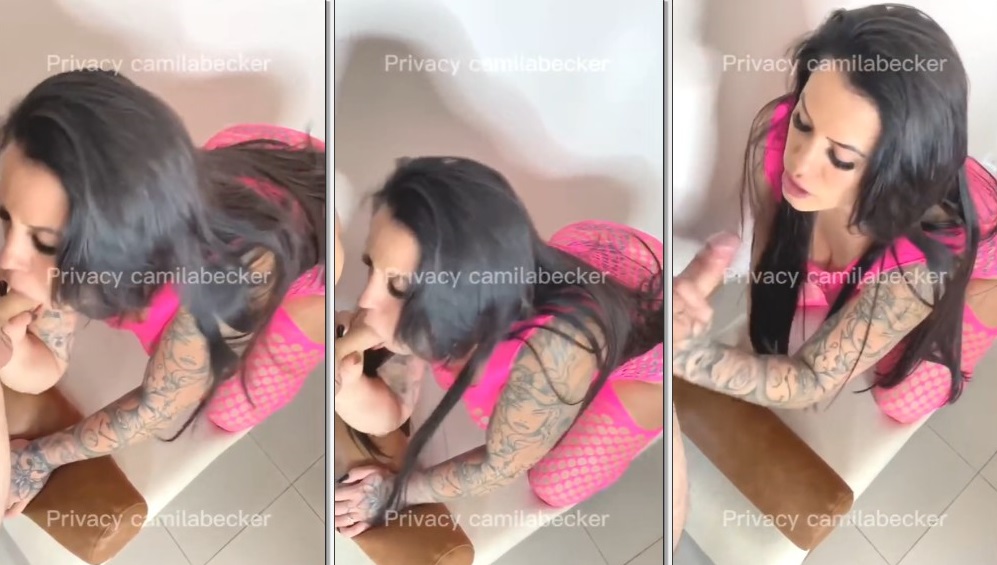 Camila Becker fazendo um sexo oral bem caprichado numa piroca avantajada