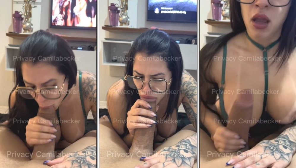 Camila Becker fazendo um boquete em um cara bem pauzudo no onlyfans