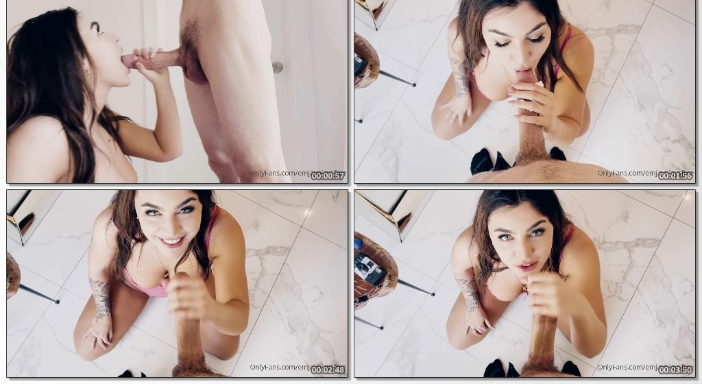 Emily Rinaudo fudendo gostoso oral de forma provocante com chantilly e recebendo ejaculação facial