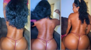 Rosiane Pinheiro, a famosa do OnlyFans, arrasando no vídeo ao tirar a camisola com um bumbum empinado e usando uma calcinha bem pequenininha