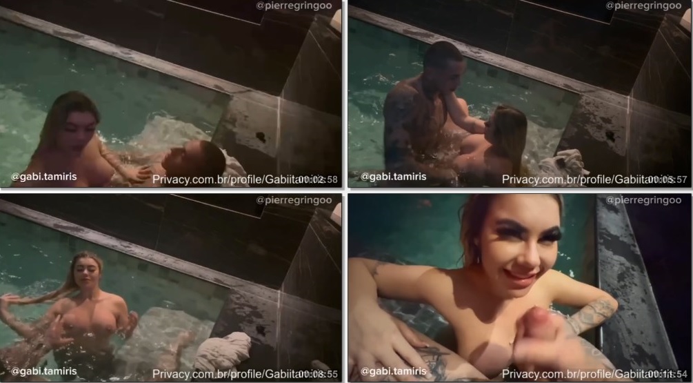 Gabi Tamiris se divertindo com um sexo caseiro bem quente na piscina