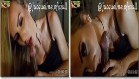 Jacqueline Darley fazendo um boquete caprichado em um sortudo bem pauzudo e levando uma bela gozada na boca