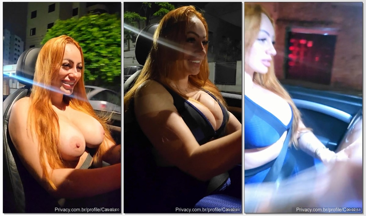 Jessica Patez, famosa do OnlyFans, mostrando as teta em locais públicos