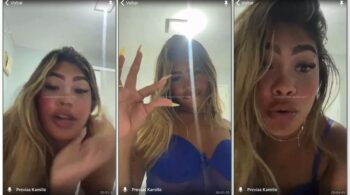 Kamille Dias fazendo um strip e exibindo seu privacy em um live streaming