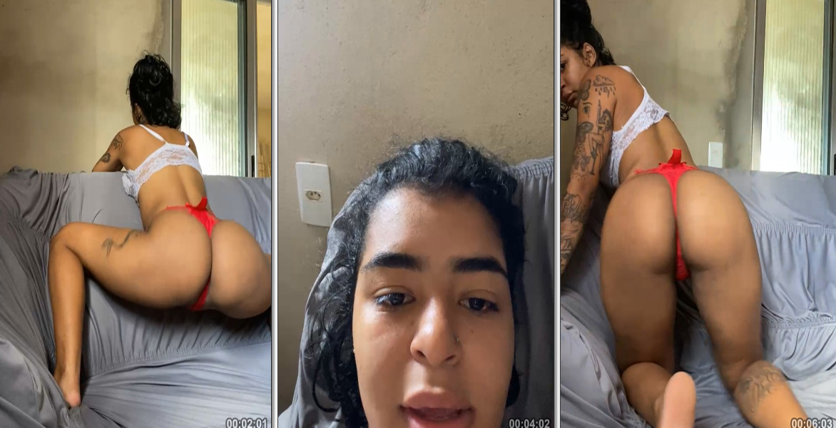 Raiany Keise arrasa com uma calcinha vermelha bem provocante marcando seu bumbum