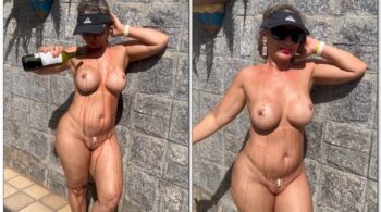 Rosa Marra, a influenciadora do OnlyFans com curvas generosas, sensualiza durante um banho de vinho envolvente