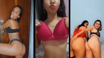 Sarah Ribeiro e sua amiga fazendo um striptease sensual online