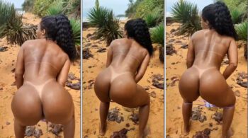 A gostosa Vanessa Rodrigues mostrando seu corpão de biquíni e dançando com seu bumbum maravilhoso na praia