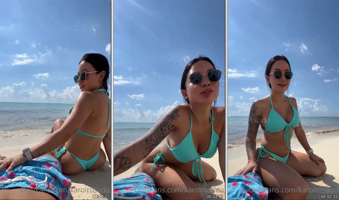 Karol Rosado, famosa do OnlyFans, fazendo um boquete em um turista sortudo à beira-mar