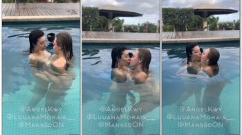 Luana Morais e Angel Kwy curtindo um momento sexy juntas na piscina