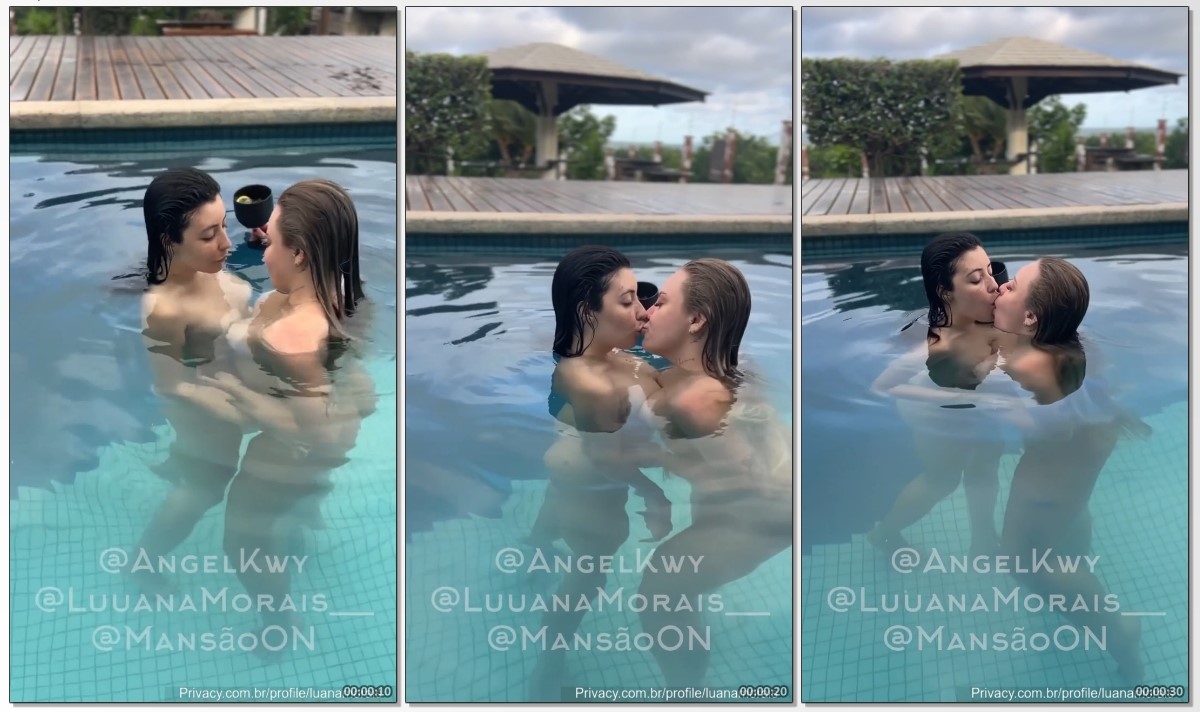 Luana Morais e Angel Kwy curtindo um momento sexy juntas na piscina