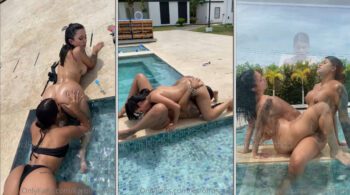 Vídeo gratuito de sexo entre mulheres: Karol Rosado e sua amiga se divertem na piscina