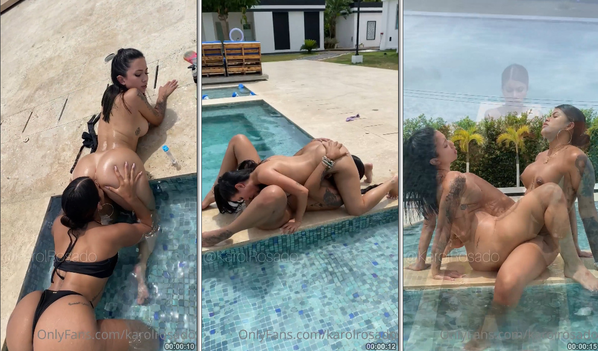 Vídeo gratuito de sexo entre mulheres: Karol Rosado e sua amiga se divertem na piscina