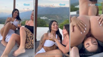 Karol Rosado e sua amiga se divertem com sexo lésbico e prazer mútuo no jardim