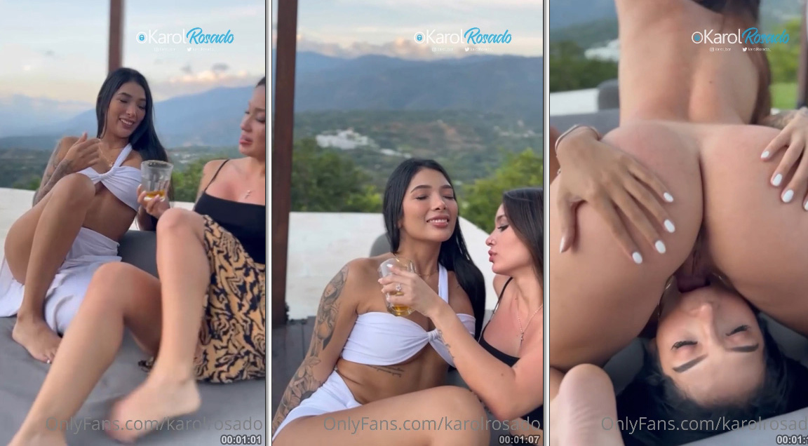 Karol Rosado e sua amiga se divertem com sexo lésbico e prazer mútuo no jardim