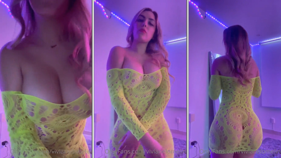 Viviane Lomelin, gata famosa do OnlyFans, arrasando dançando com um vestido justo realçando suas curvas incríveis