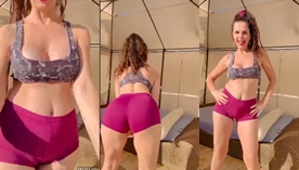 Luiza Ambiel, uma milf incrível, usando um look de academia e exibindo toda a sensualidade do seu corpo