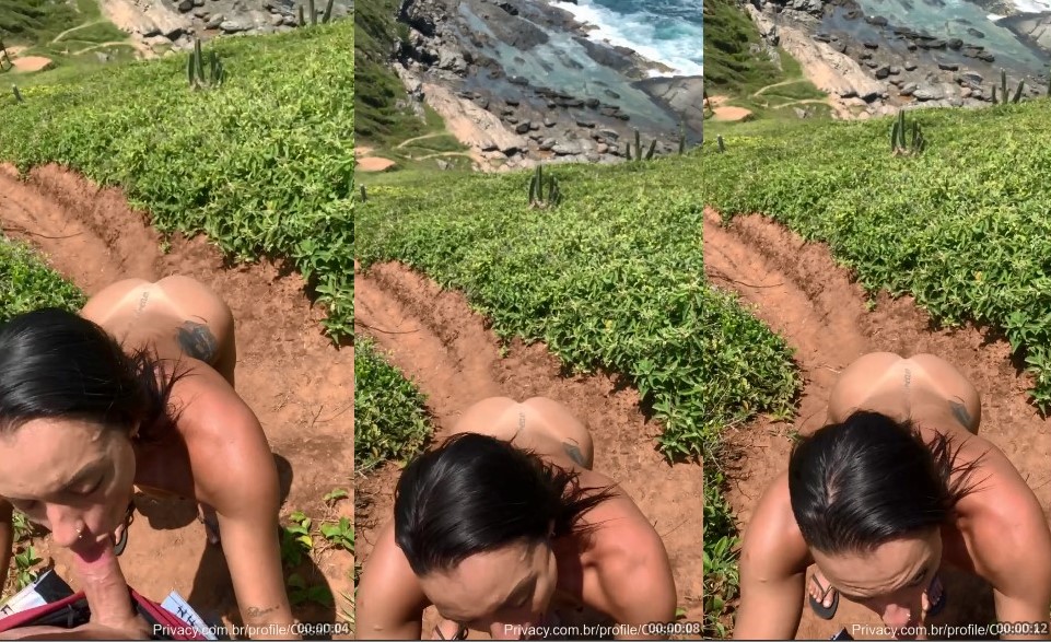 Casal Tk flagrado em momento íntimo na praia de nudismo, com a esposa demonstrando muita desenvoltura ao mimar o maridão