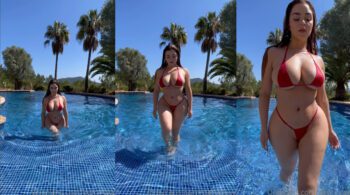 Demi Rose arrasa na piscina com um biquíni minúsculo