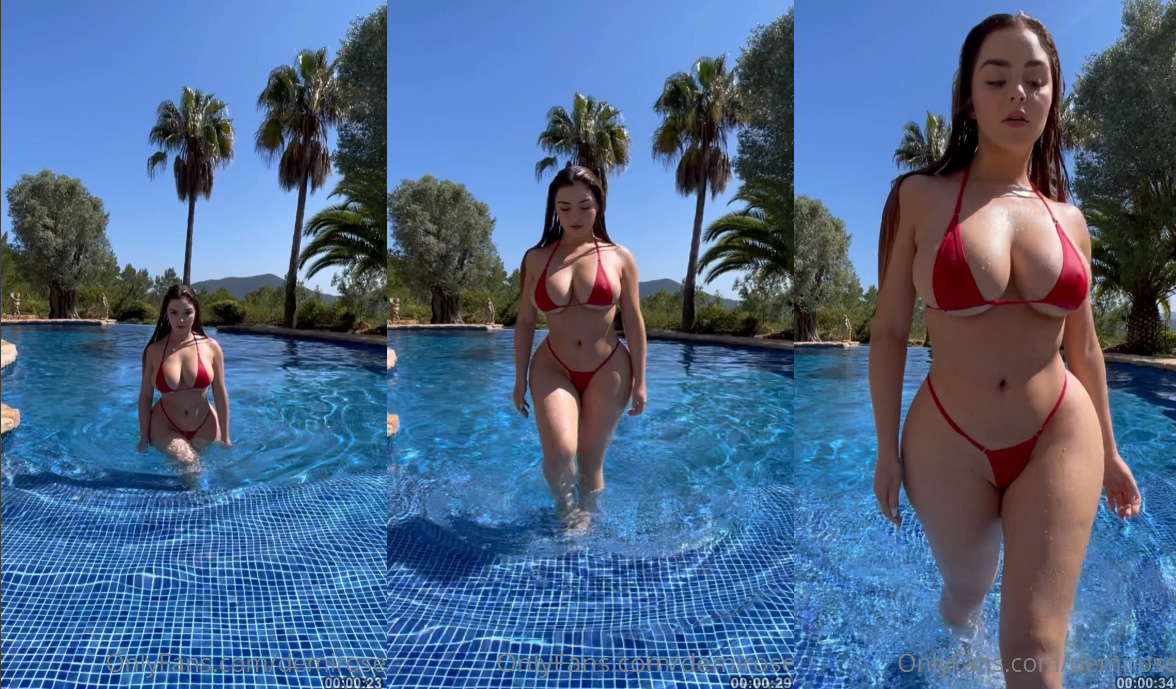 Demi Rose arrasa na piscina com um biquíni minúsculo