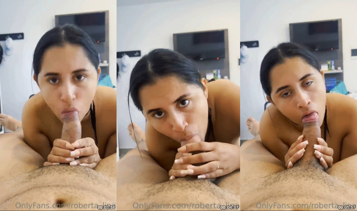 Roberta Lipa faz sexo oral, mamando o pau do parceiro e engolindo todo o esperma