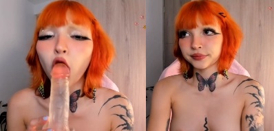 Tomie.yor fudendo gostoso oral em um dildo com as teta à mostra