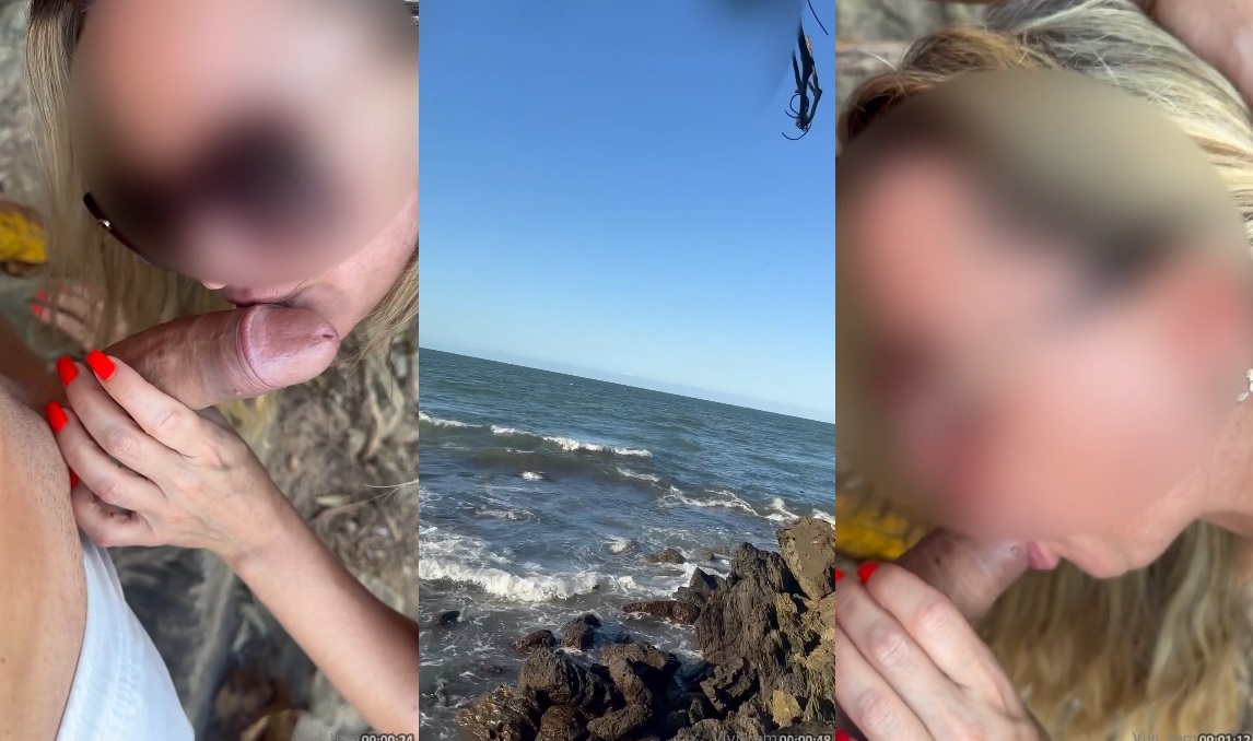 Vivi Temptation fudendo gostoso oral na praia com vontade