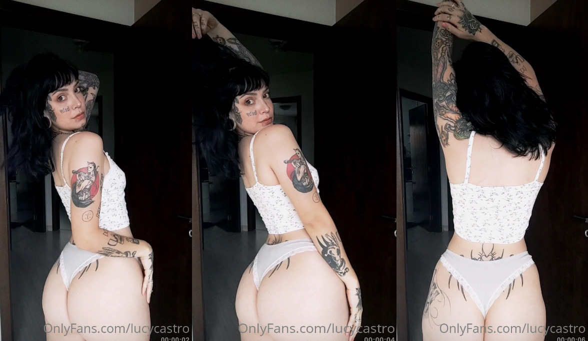 Lucy Castro arrasando no look com calcinha marcando bem o bumbum