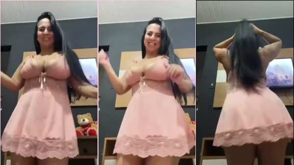 Josy Vania rebola cheia de atitude, indo do vestidinho curto até a coroa rabuda