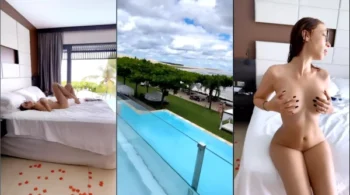 Privacidade da professora Cibelly Ferreira em trajes íntimos no quarto de hotel