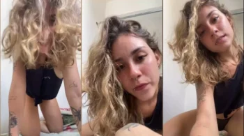 A jovem brasileira Bruna Rios exibindo sua buceta com uma calcinha transparente