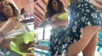 Lana Borges cozinhando para o seu parceiro sem vestir calcinha