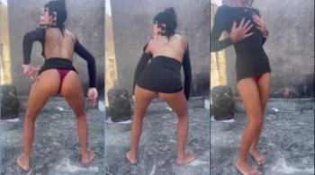 Nayra Castro arrasando no passinho de funk na beira do lago com um shortinho bem colado