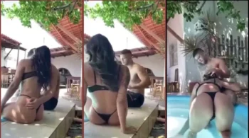 Samanta Andrade se divertindo na piscina de casa em um momento picante