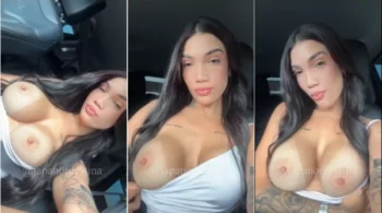 Japa da Mansão tem suas fotos de topless vazadas enquanto está dentro do carro exibindo seus peitões