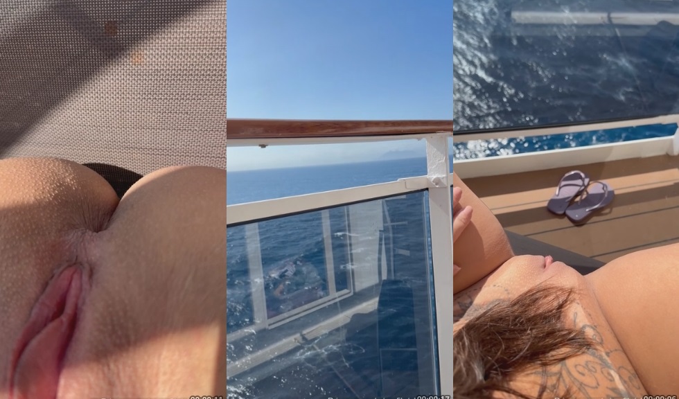 Aline Lary foi flagrada tomando sol sem roupa em um cruzeiro no site de vídeos adultos