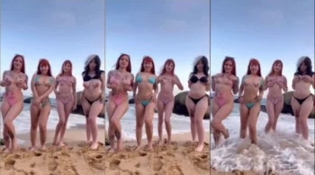 Leticia Yuni e suas amigas causaram alvoroço mostrando as teta na praia